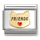 Nomination Composable Classic Link 030285/68 Cat Friends in 18K Gold & Enamel